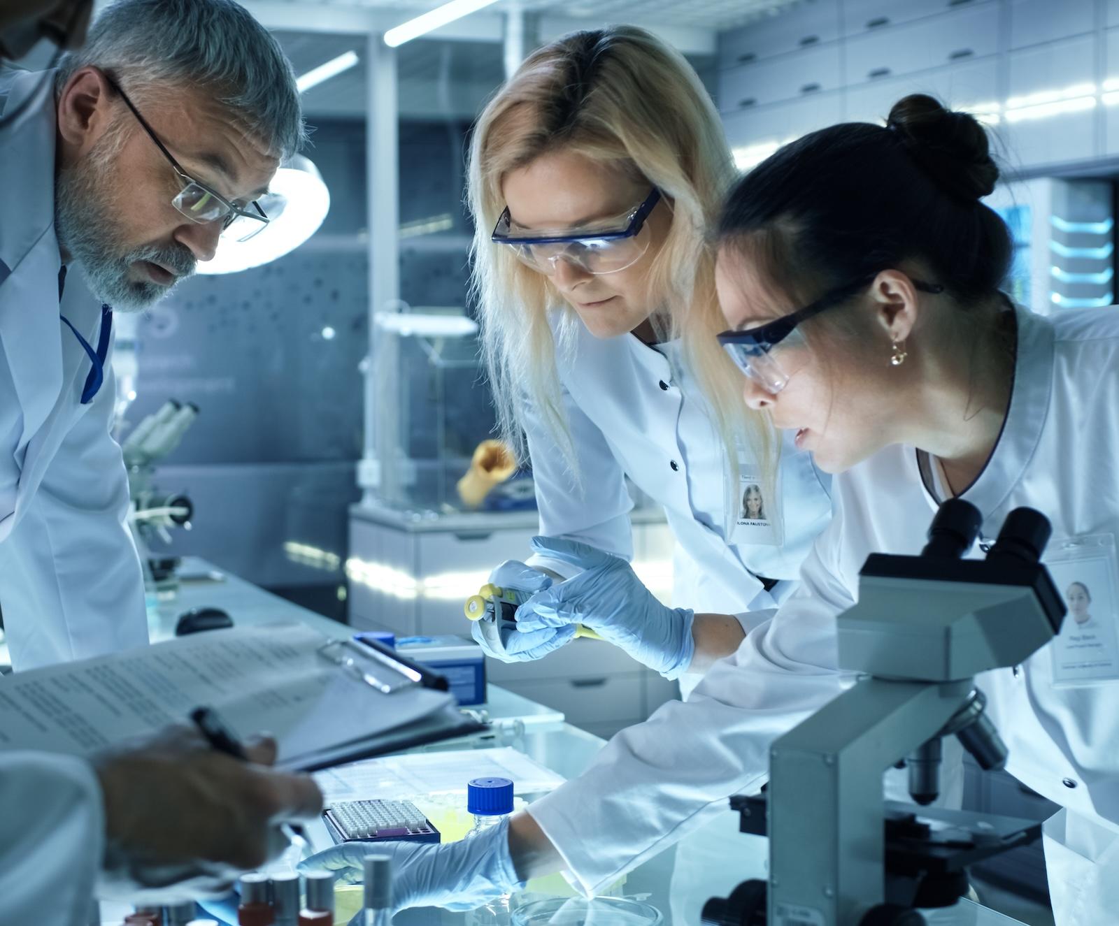 Staff members working in a lab